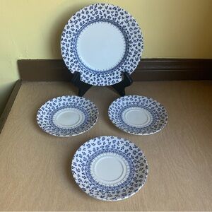 Vintage Ironstone English Dinnerware Set of4 - 3 Saucers 1 plate Made in England